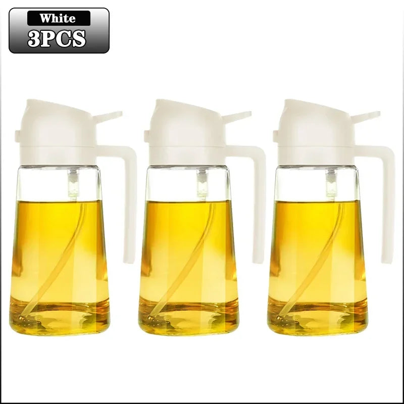 3PCS 2in1 470ml Glass Spray Oil Sprayer Bottle Spray Oil Dispenser Oil Jar Cruet BBQ Kitchen Baking Roasting Picnic Kitchen Tool