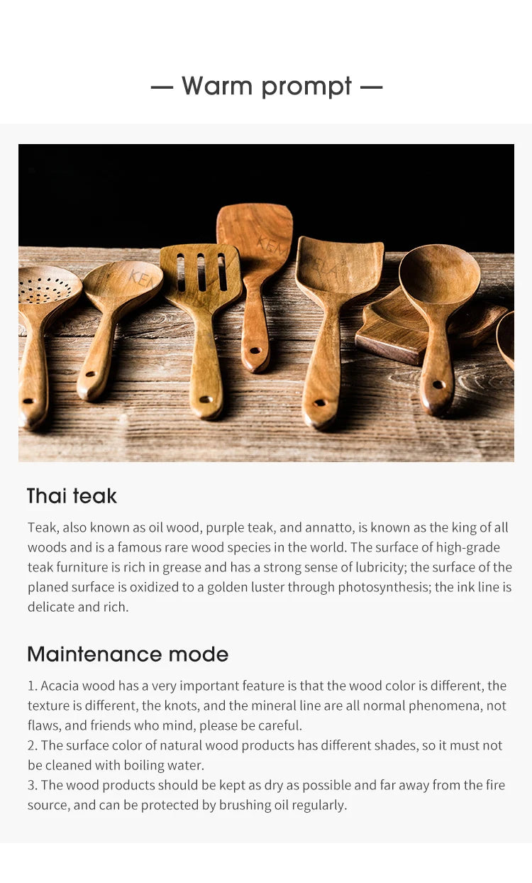 9PCS Wooden Spoons For Cooking, Wooden Utensils For Cooking With Utensils Holder, Teak Wooden Kitchen Utensils Set