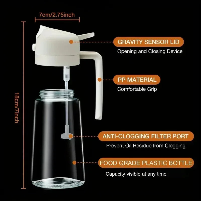 3PCS 2in1 470ml Glass Spray Oil Sprayer Bottle Spray Oil Dispenser Oil Jar Cruet BBQ Kitchen Baking Roasting Picnic Kitchen Tool
