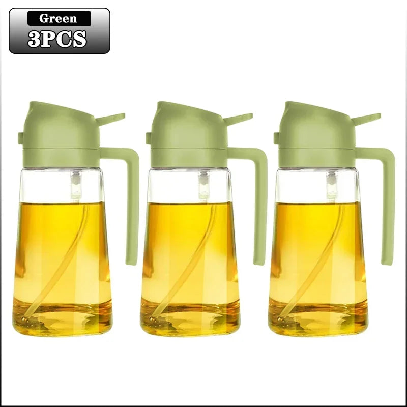 3PCS 2in1 470ml Glass Spray Oil Sprayer Bottle Spray Oil Dispenser Oil Jar Cruet BBQ Kitchen Baking Roasting Picnic Kitchen Tool