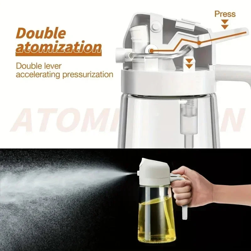 3PCS 2in1 470ml Glass Spray Oil Sprayer Bottle Spray Oil Dispenser Oil Jar Cruet BBQ Kitchen Baking Roasting Picnic Kitchen Tool
