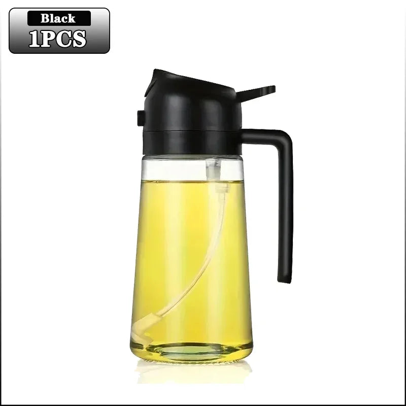 3PCS 2in1 470ml Glass Spray Oil Sprayer Bottle Spray Oil Dispenser Oil Jar Cruet BBQ Kitchen Baking Roasting Picnic Kitchen Tool