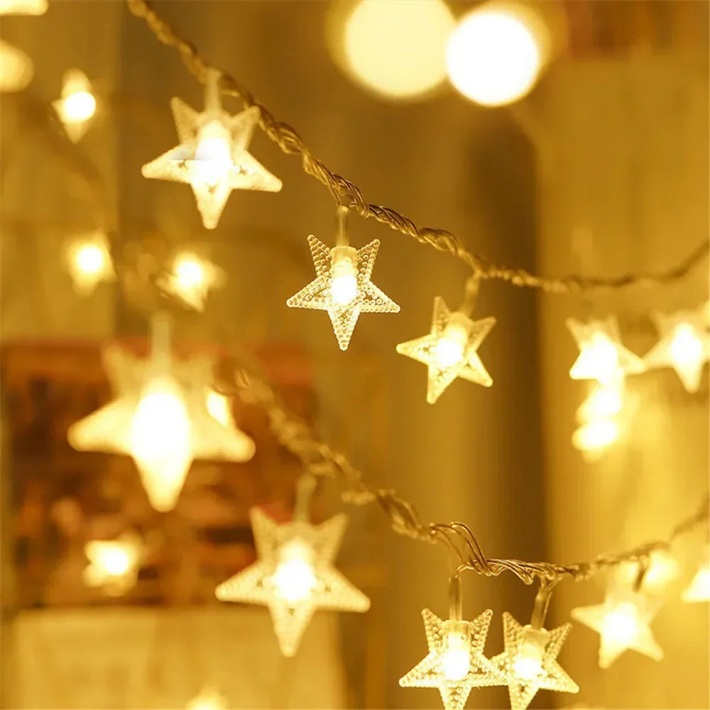 LED String Lights Outdoor Star Chain Lights Garland Lights Bulb Fairy Lights Party Home Wedding Garden Decor