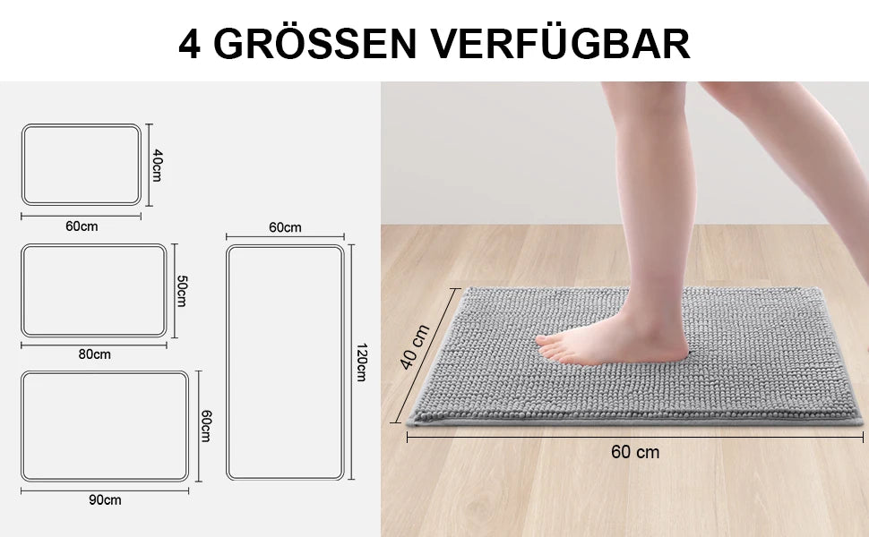 Olanly Chenille Bathroom Mats Ultra Soft Absorbent Bath Non-slip Rugs Washable Shower Mats Thick Plush Microfiber Floor Carpets