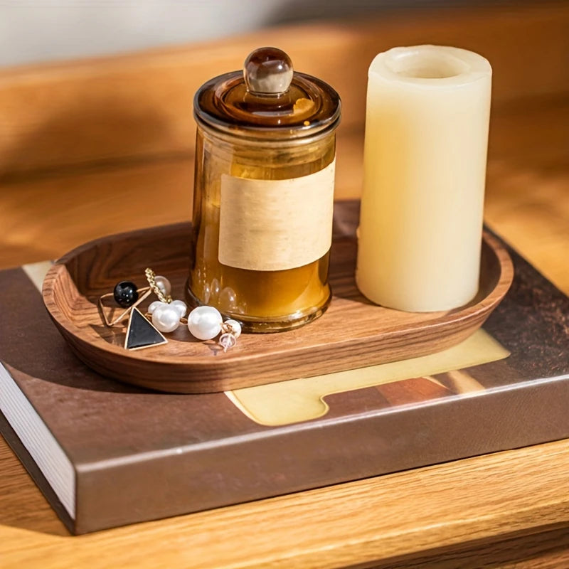 1PCS Tableware Solid Wood Round Dessert Plate Japanese-style Wooden Tray Snack Plate Dried Fruit Plate Wooden Plate