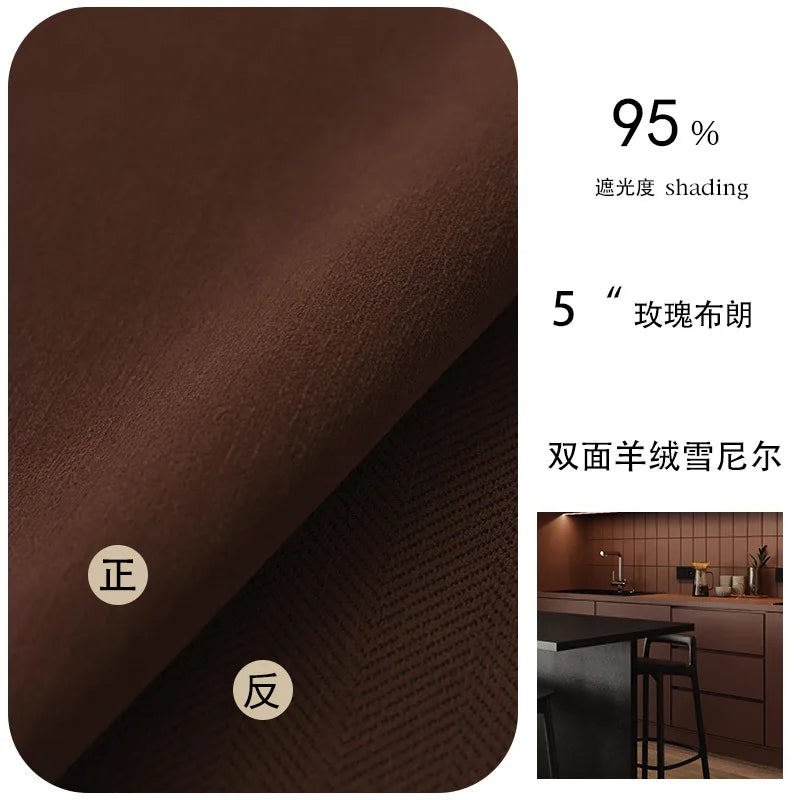 French Cream Style Double-sided Chenille Super Soft Cloud Velvet Curtains for Living Room Bedroom Dining Blackout Modern Decor