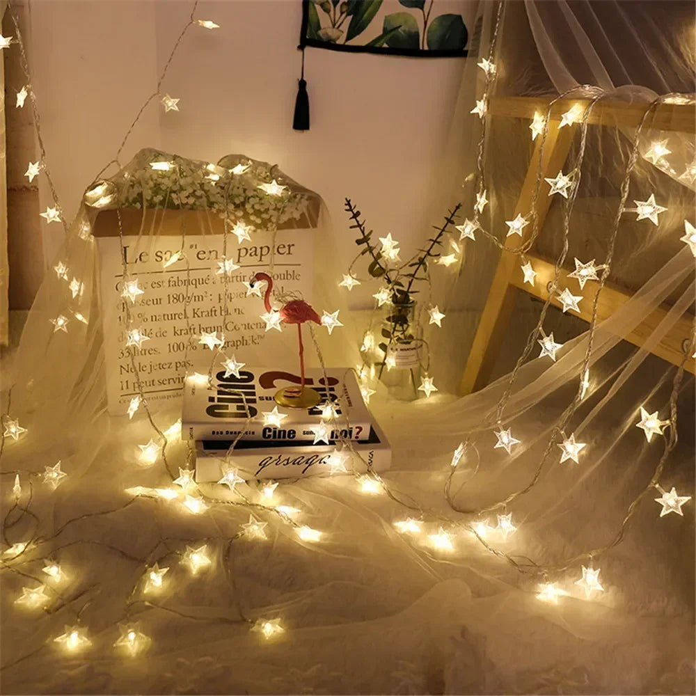 LED String Lights Outdoor Star Chain Lights Garland Lights Bulb Fairy Lights Party Home Wedding Garden  Decor