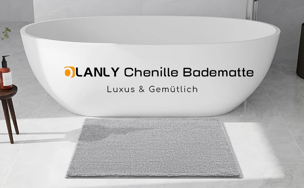 Olanly Chenille Bathroom Mats Ultra Soft Absorbent Bath Non-slip Rugs Washable Shower Mats Thick Plush Microfiber Floor Carpets