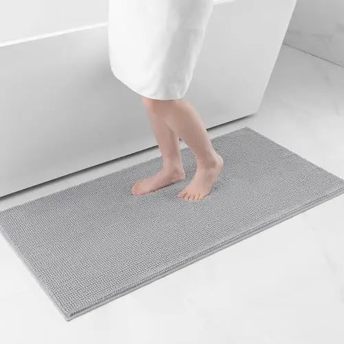 Olanly Chenille Bathroom Mats Ultra Soft Absorbent Bath Non-slip Rugs Washable Shower Mats Thick Plush Microfiber Floor Carpets