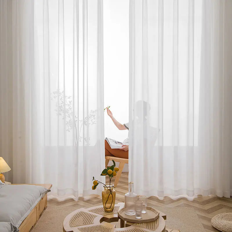 High Quality Super Soft Elegant Cream White Tulle Curtains for Living Room Decor Beige Window Sheer Voile Modern Bedroom Chiffon