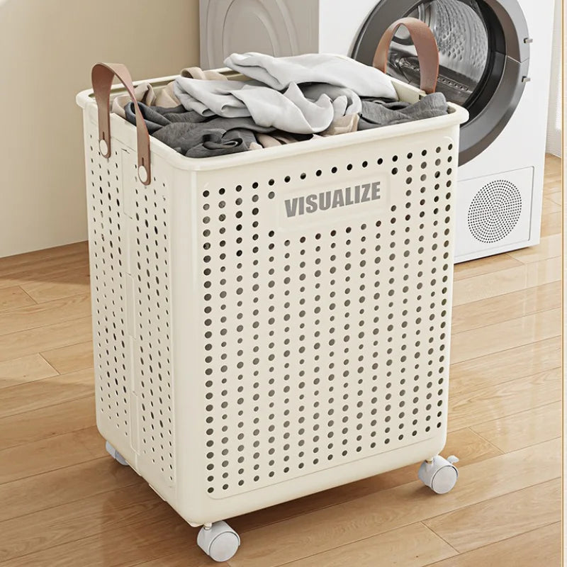 Laundry Basket With Wheels Foldable Laundry Basket Large Capacity Dirty Clothes Hamper Multifunction Rolling Organizer for Home