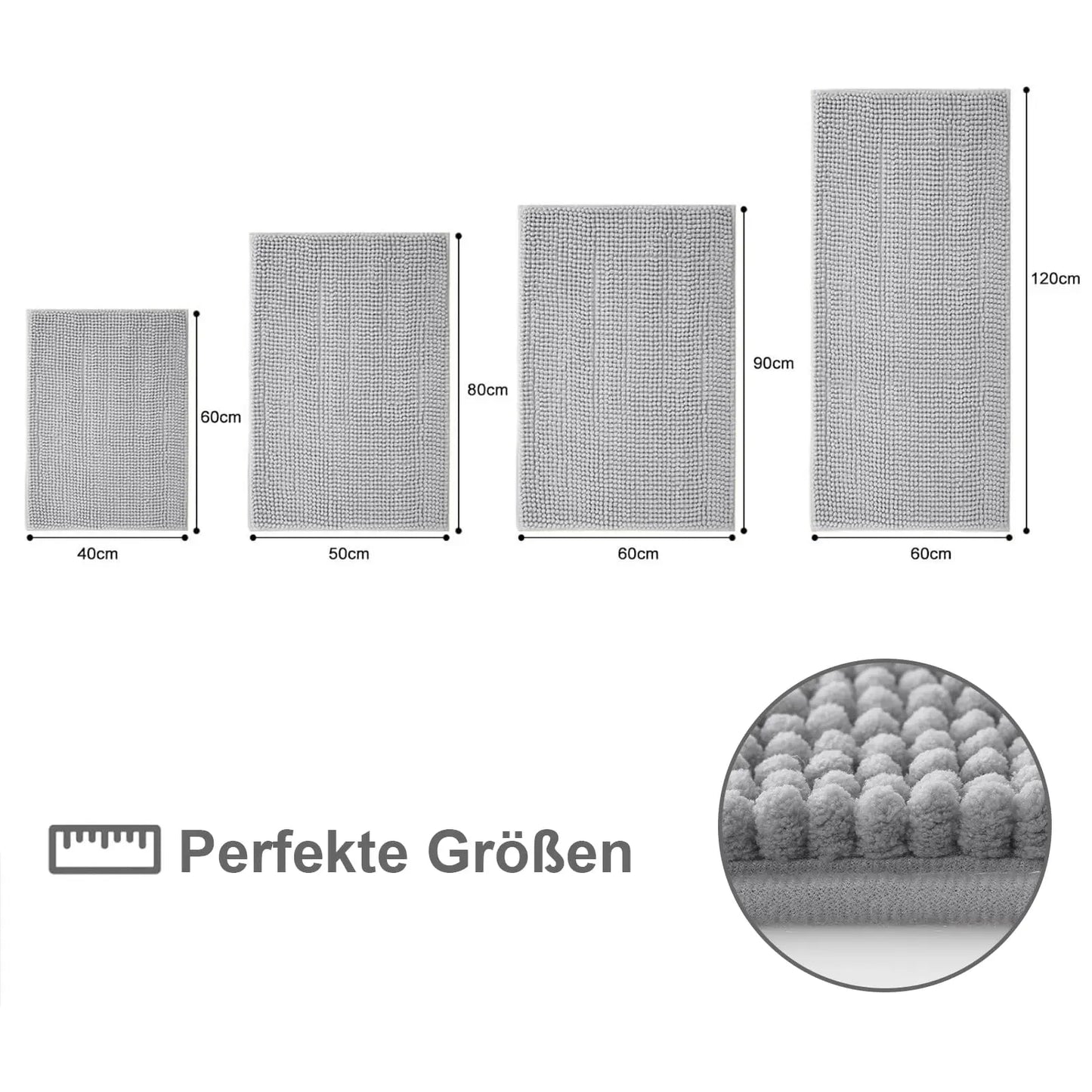 Olanly Chenille Bathroom Mats Ultra Soft Absorbent Bath Non-slip Rugs Washable Shower Mats Thick Plush Microfiber Floor Carpets