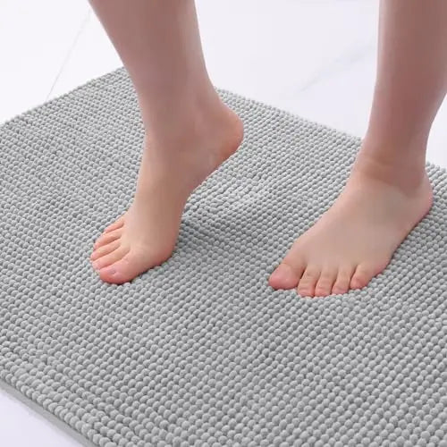 Olanly Chenille Bathroom Mats Ultra Soft Absorbent Bath Non-slip Rugs Washable Shower Mats Thick Plush Microfiber Floor Carpets