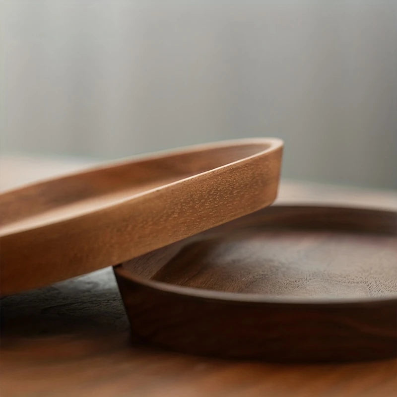 1PCS Tableware Solid Wood Round Dessert Plate Japanese-style Wooden Tray Snack Plate Dried Fruit Plate Wooden Plate