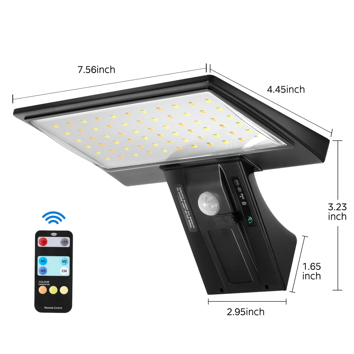 90LED Solar Outdoor Lights Motion Sensor Waterproof Security Flood Light 3 Colors 4 Modes for Garden Yard