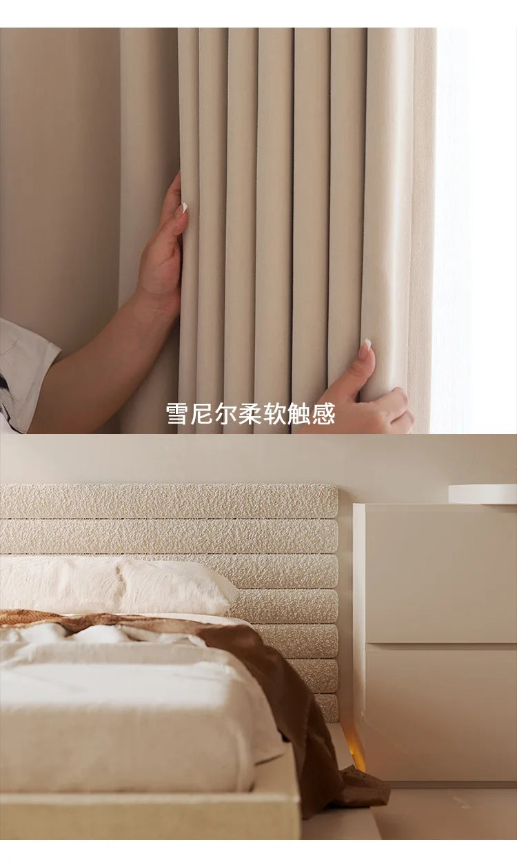 French Cream Style Double-sided Chenille Super Soft Cloud Velvet Curtains for Living Room Bedroom Dining Blackout Modern Decor