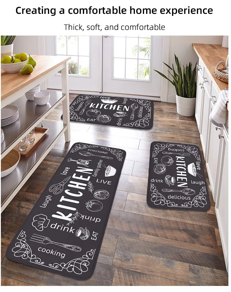 VIKAMA kitchen carpet washable, non-slip, absorbent floor mat, bathroom floor mat, absorbent kitchen mat, door mat, room decorat