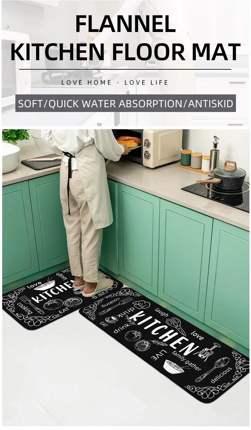 VIKAMA kitchen carpet washable, non-slip, absorbent floor mat, bathroom floor mat, absorbent kitchen mat, door mat, room decorat