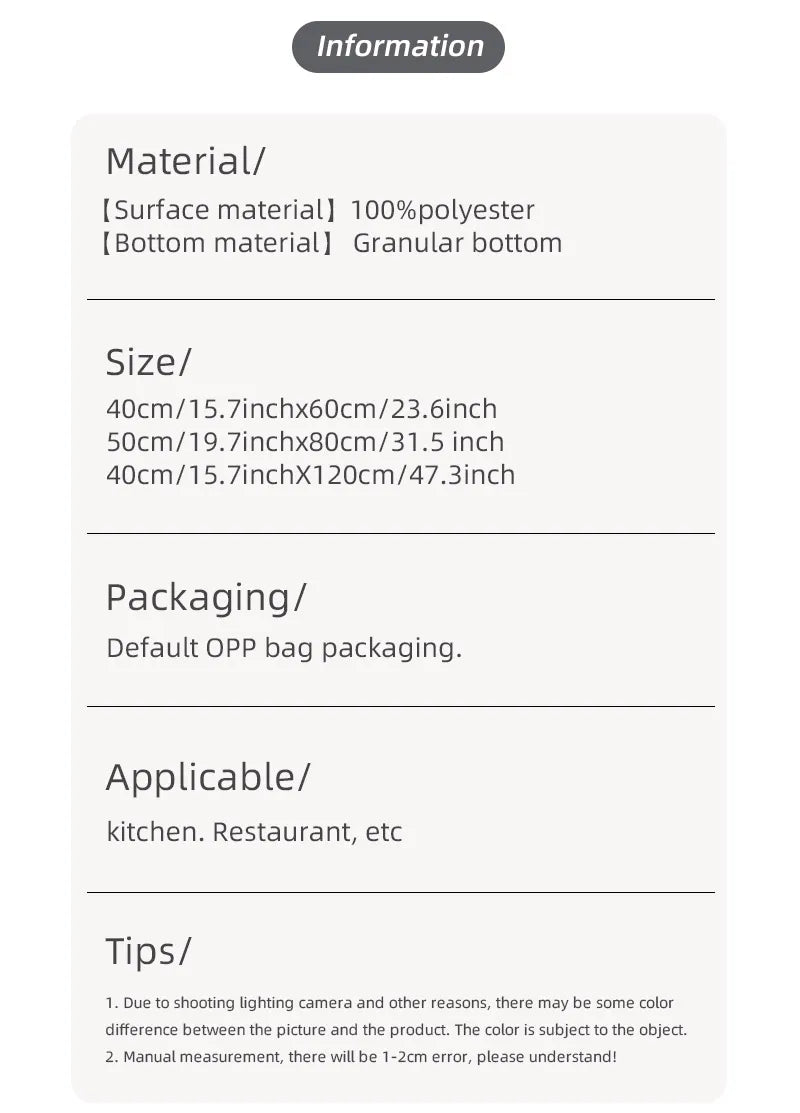 VIKAMA kitchen carpet washable, non-slip, absorbent floor mat, bathroom floor mat, absorbent kitchen mat, door mat, room decorat