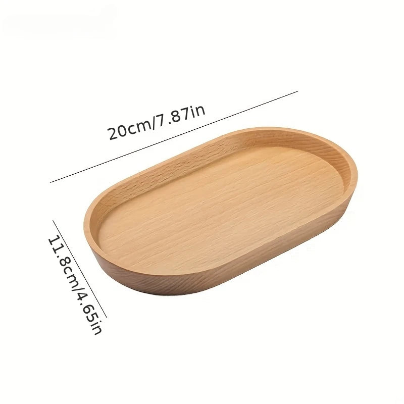 1PCS Tableware Solid Wood Round Dessert Plate Japanese-style Wooden Tray Snack Plate Dried Fruit Plate Wooden Plate