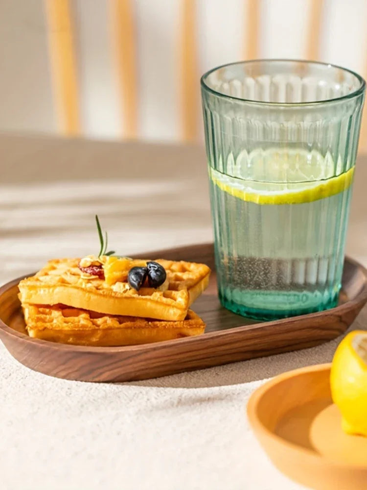 1PCS Tableware Solid Wood Round Dessert Plate Japanese-style Wooden Tray Snack Plate Dried Fruit Plate Wooden Plate