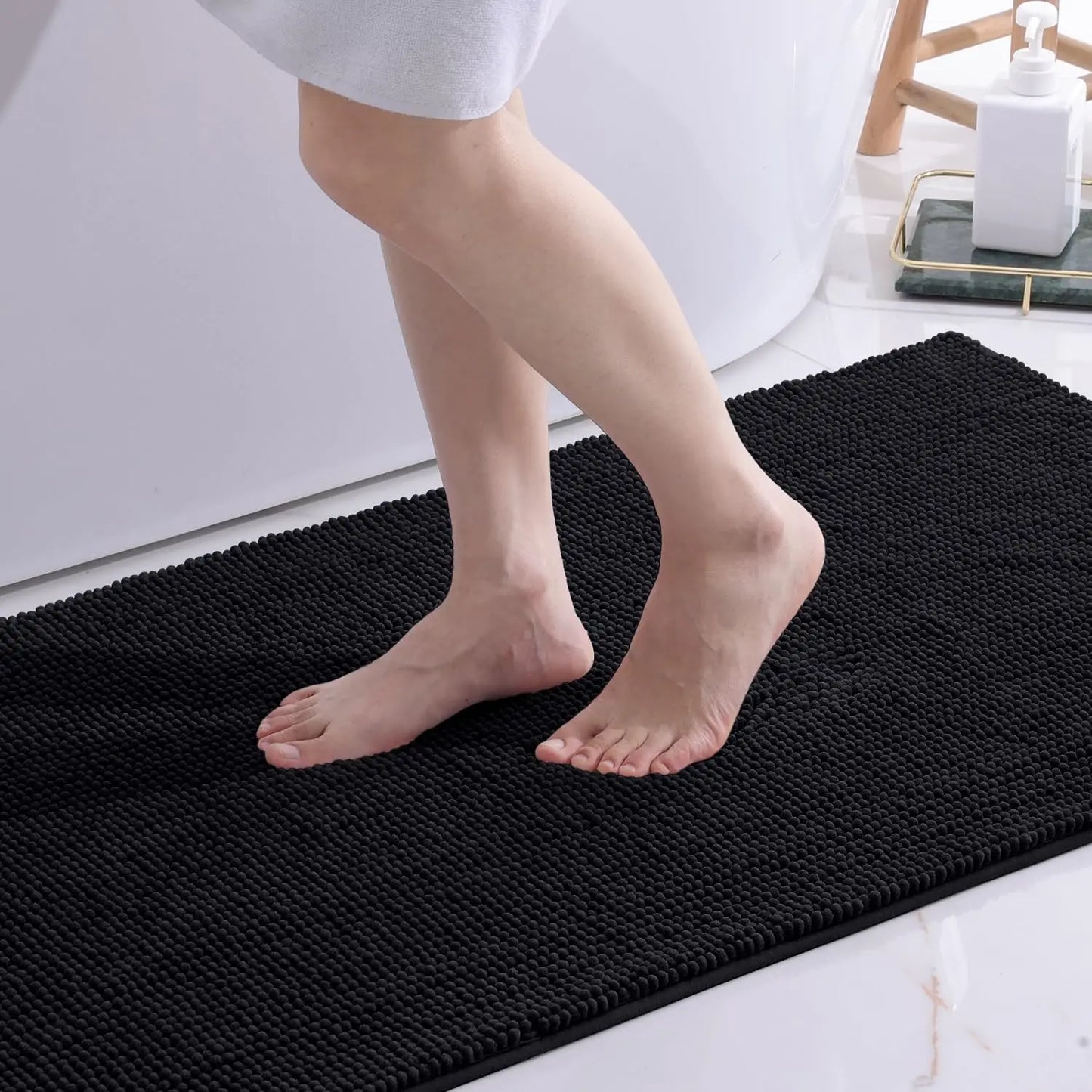 Olanly Chenille Bathroom Mats Ultra Soft Absorbent Bath Non-slip Rugs Washable Shower Mats Thick Plush Microfiber Floor Carpets