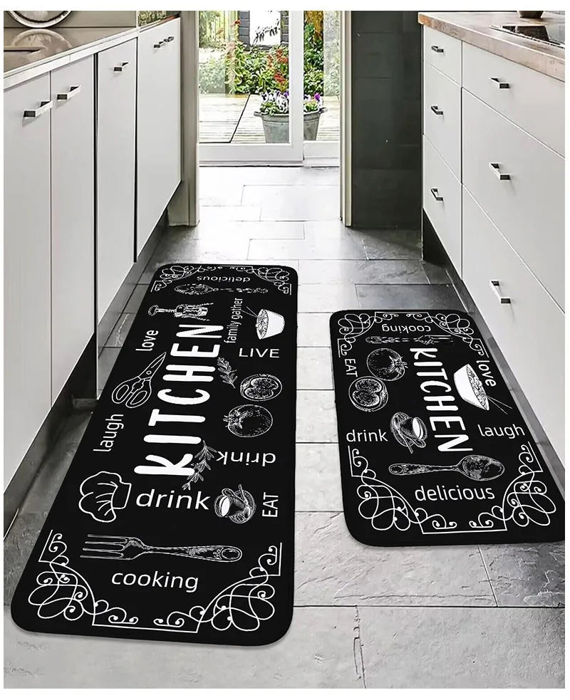 VIKAMA kitchen carpet washable, non-slip, absorbent floor mat, bathroom floor mat, absorbent kitchen mat, door mat, room decorat