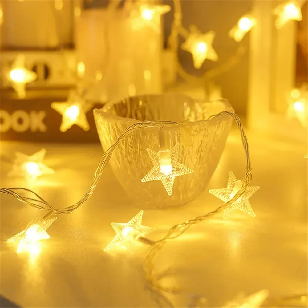 LED String Lights Outdoor Star Chain Lights Garland Lights Bulb Fairy Lights Party Home Wedding Garden  Decor