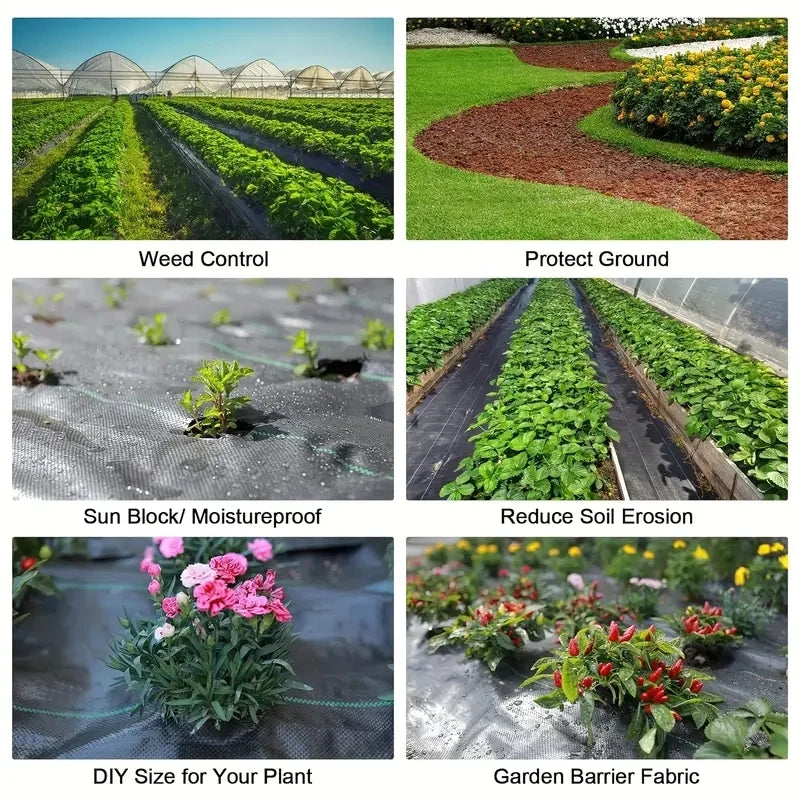 Weed Barrier Fabric Heavy Duty, Woven Weed Control Fabric, Non-Slip Outdoor Rubber Floor Mats, Weed Block Polyethylene Ground Co