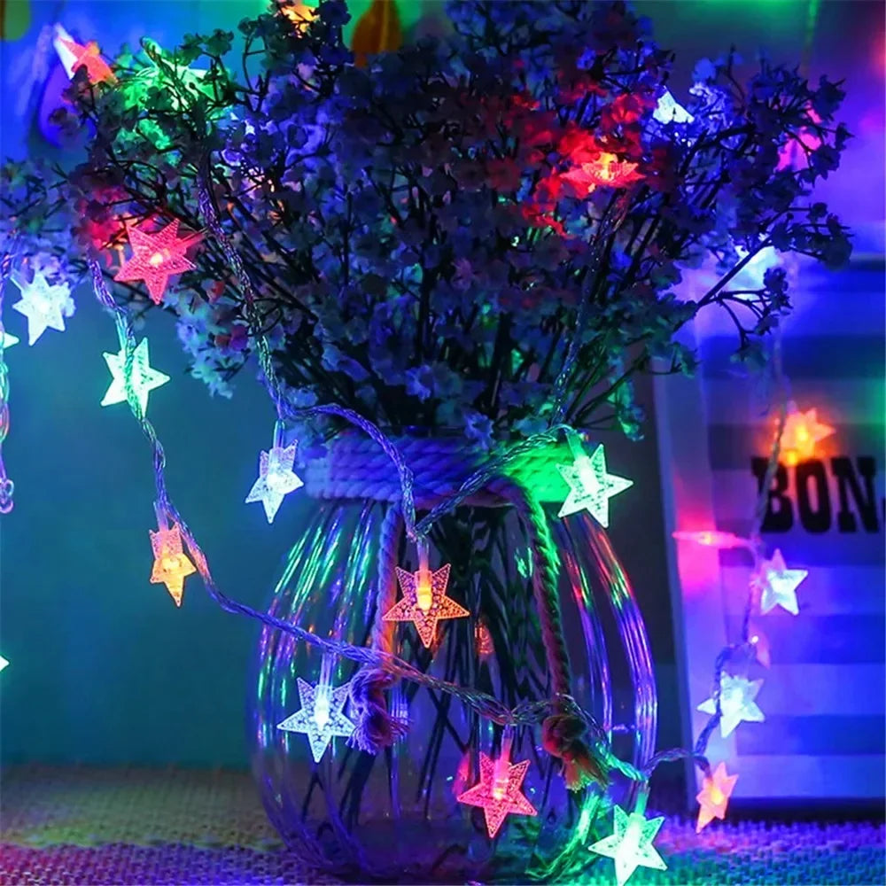 LED String Lights Outdoor Star Chain Lights Garland Lights Bulb Fairy Lights Party Home Wedding Garden  Decor