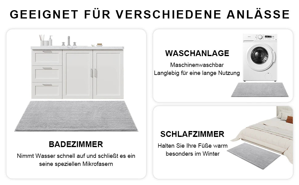 Olanly Chenille Bathroom Mats Ultra Soft Absorbent Bath Non-slip Rugs Washable Shower Mats Thick Plush Microfiber Floor Carpets