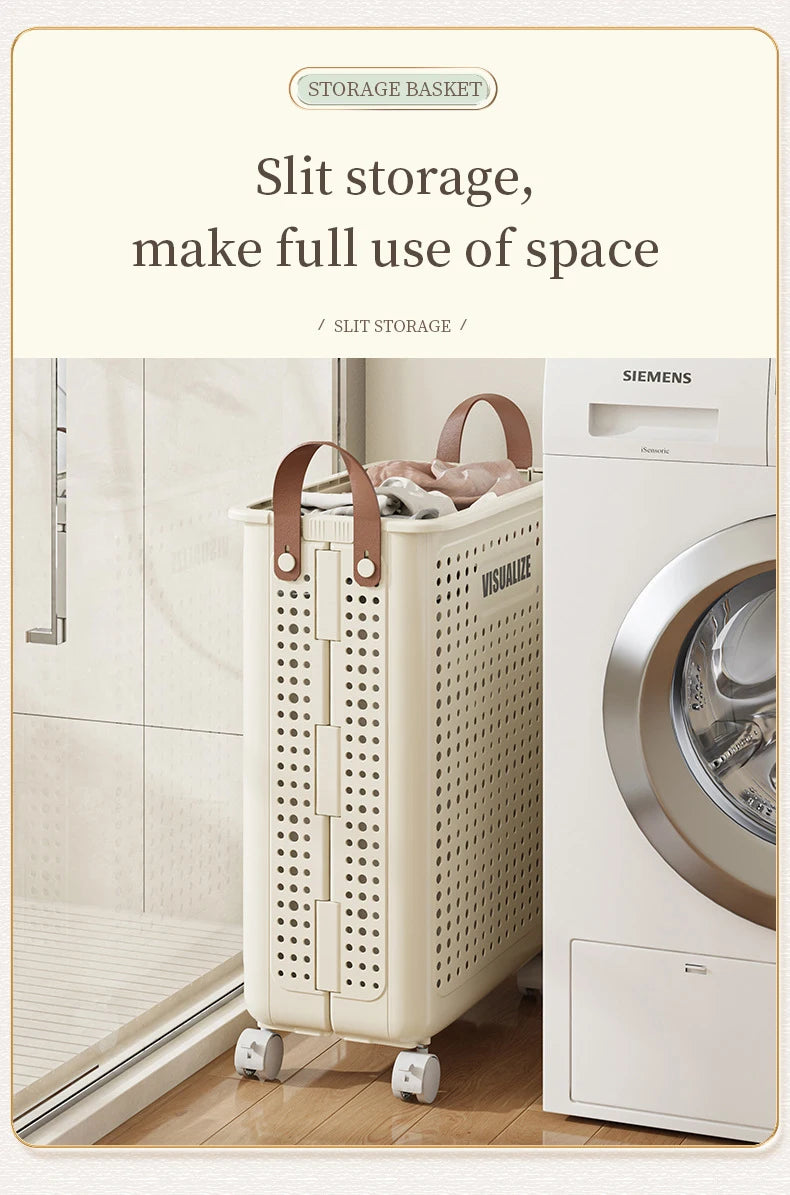 Laundry Basket With Wheels Foldable Laundry Basket Large Capacity Dirty Clothes Hamper Multifunction Rolling Organizer for Home