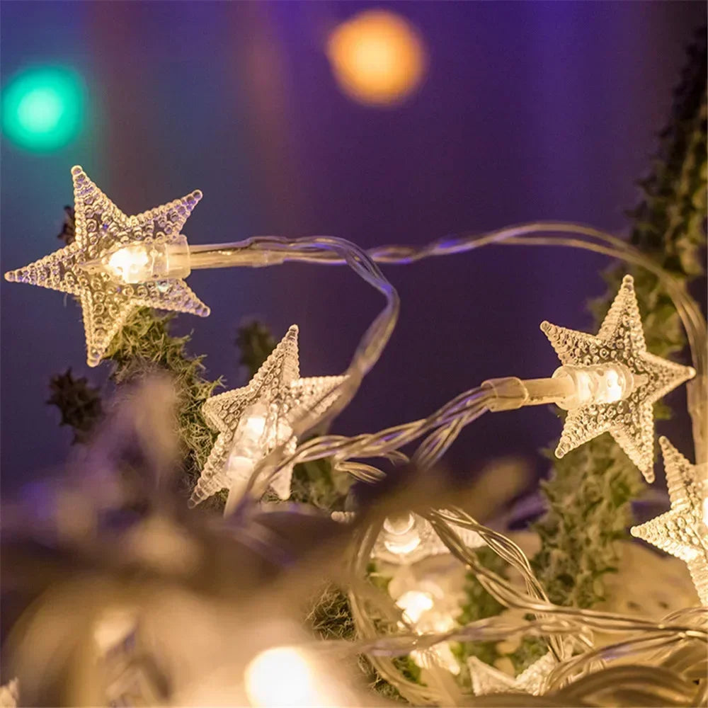 LED String Lights Outdoor Star Chain Lights Garland Lights Bulb Fairy Lights Party Home Wedding Garden  Decor