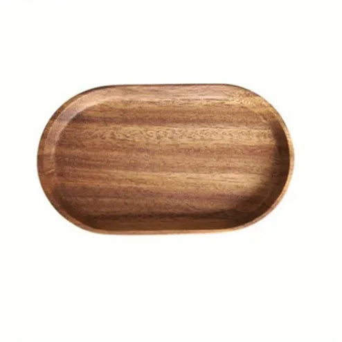 1PCS Tableware Solid Wood Round Dessert Plate Japanese-style Wooden Tray Snack Plate Dried Fruit Plate Wooden Plate