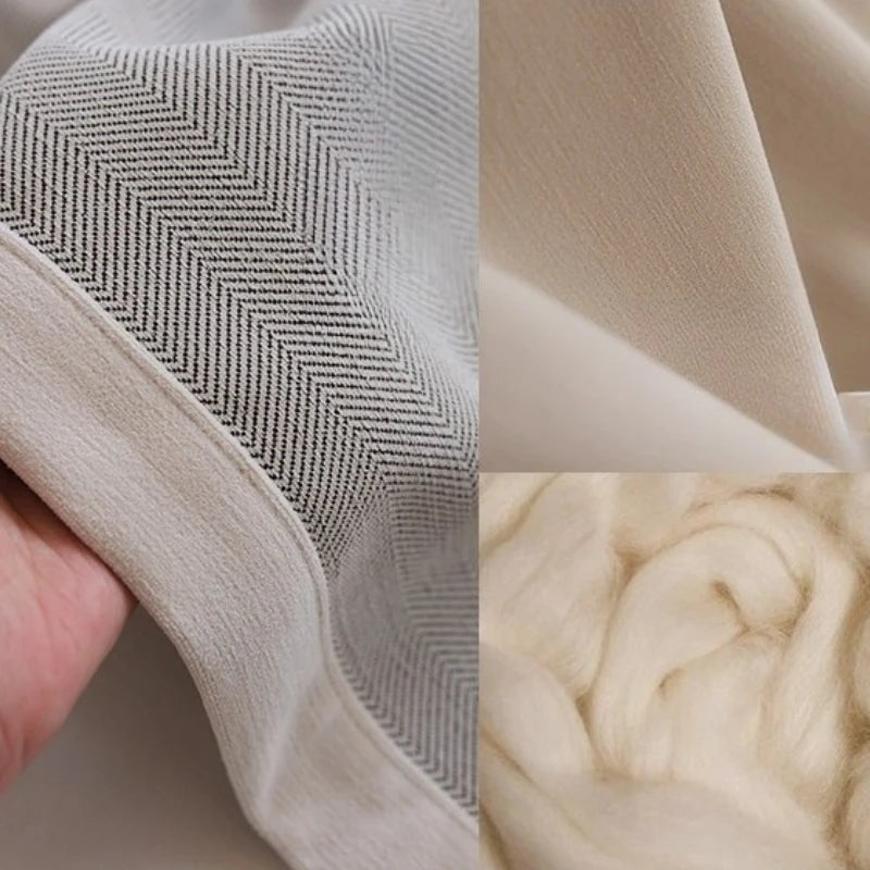 French Cream Style Double-sided Chenille Super Soft Cloud Velvet Curtains for Living Room Bedroom Dining Blackout Modern Decor