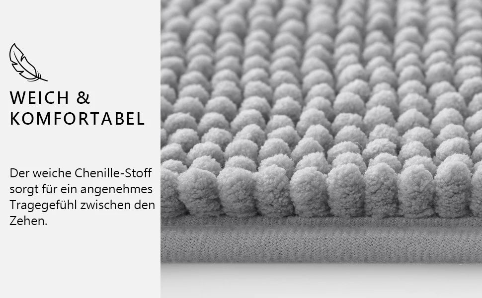 Olanly Chenille Bathroom Mats Ultra Soft Absorbent Bath Non-slip Rugs Washable Shower Mats Thick Plush Microfiber Floor Carpets