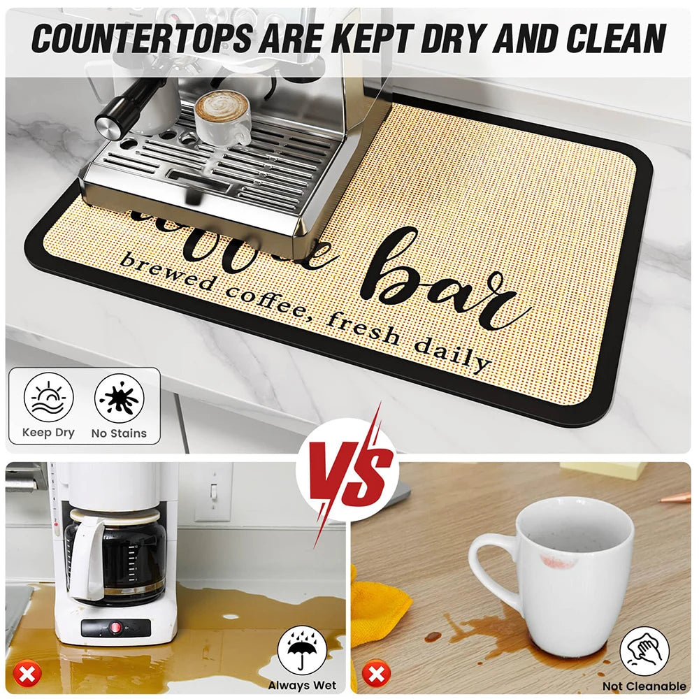 Coffee Mat Super Absorbent Quick Drying Mat for Kitchen Counter Espresso Machine Coffee Maker Table Decor Coffee Bar Accessories